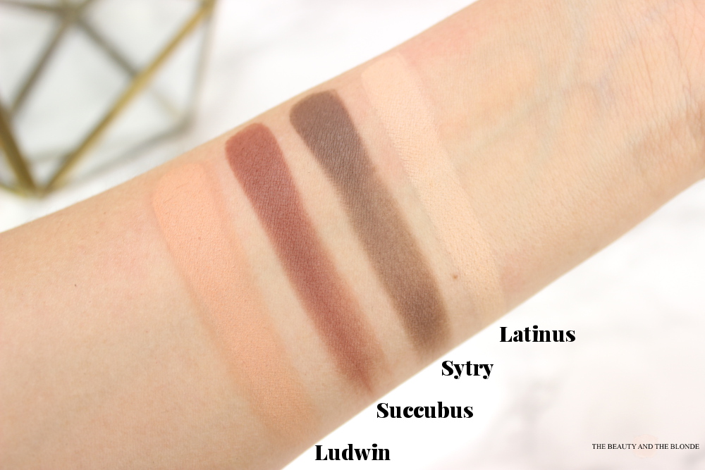 Kat von D Shade and Light Eye Palette Review Swatches Warm Quad Ludwin, Succubus, Sytry, Latinus